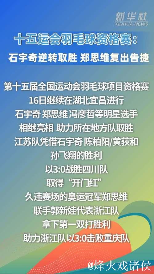十五运会羽毛球资格赛:石宇奇逆转 郑思维复出告捷 十五运会羽毛球资格赛:石宇奇逆转 郑思维复出告捷